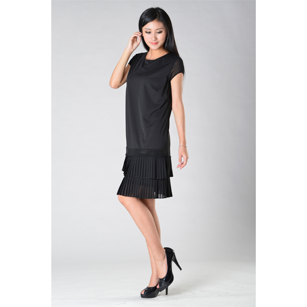 SY007-10撞壓折短袖連衣裙側(cè)面效果 SY007-10撞壓折短袖連衣裙側(cè)面效果